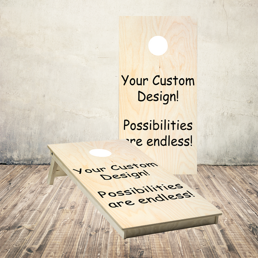 Custom designed printed/stained Pro style cornhole boards. Made with birch plywood tops and frames.