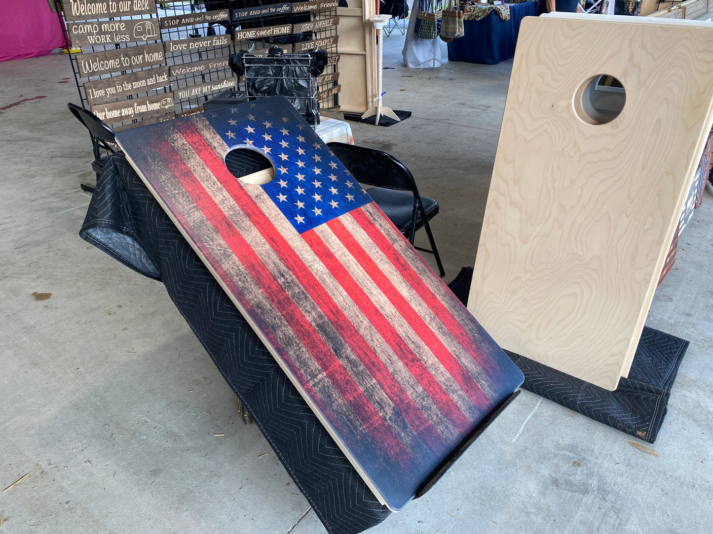 Rustic Flag Cornhole Boards