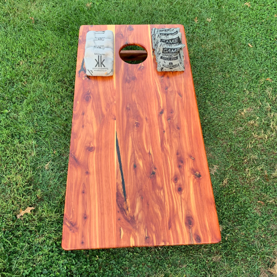 Pro style solid cedar cornhole boards. Made with solid 3/4” cedar tops and frames.